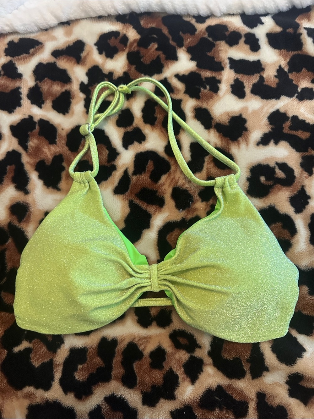 Bombshell Sportswear Lime Green Shimmer Bikini Top
